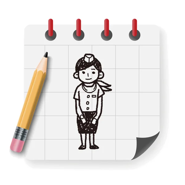 Εικονογράφηση φορέας doodle αεροσυνοδός — Διανυσματικό Αρχείο