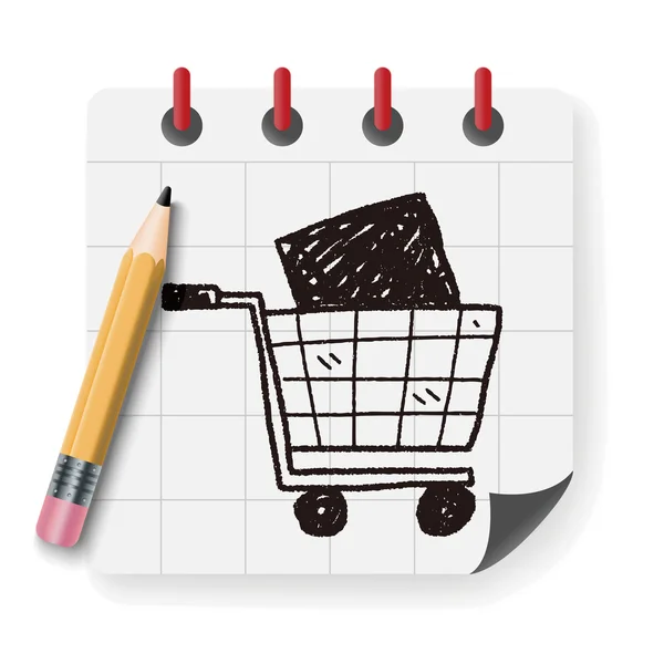 Carrinho de compras doodle vector illustration — Vetor de Stock