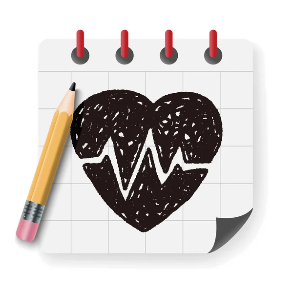 Εικονογράφηση φορέας doodle κτύπο της καρδιάς — Διανυσματικό Αρχείο