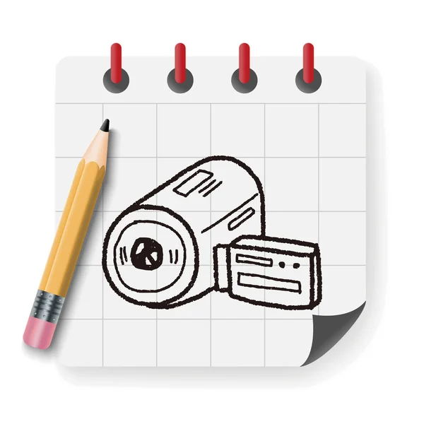 Doodle video cámara vector ilustración — Vector de stock
