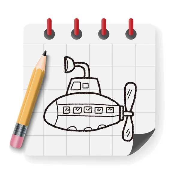 Ilustração do vetor doodle submarino — Vetor de Stock
