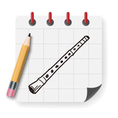Flüt doodle vektör çizim vektör çizim