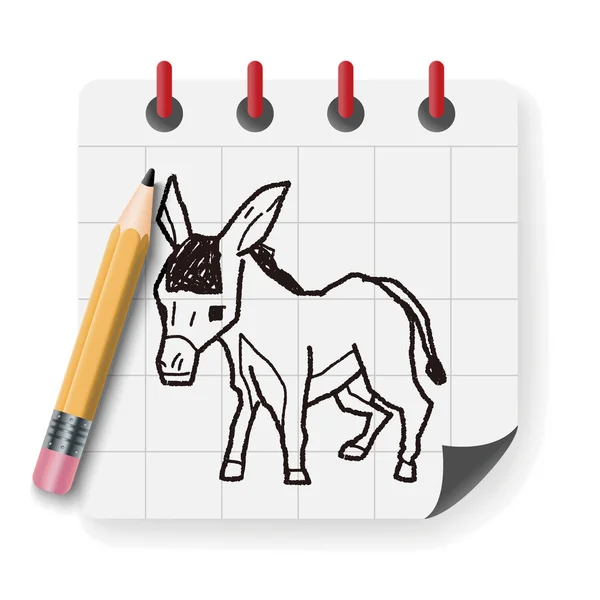 Burro doodle vector ilustración — Archivo Imágenes Vectoriales