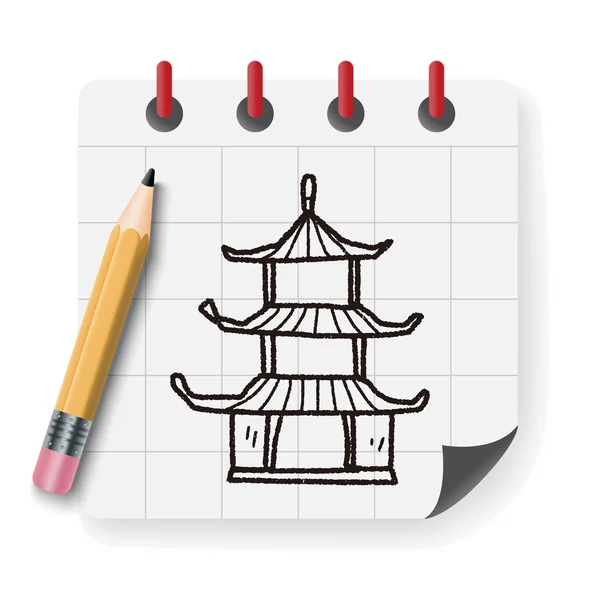 Illustration vectorielle de doodle maison chinoise — Image vectorielle