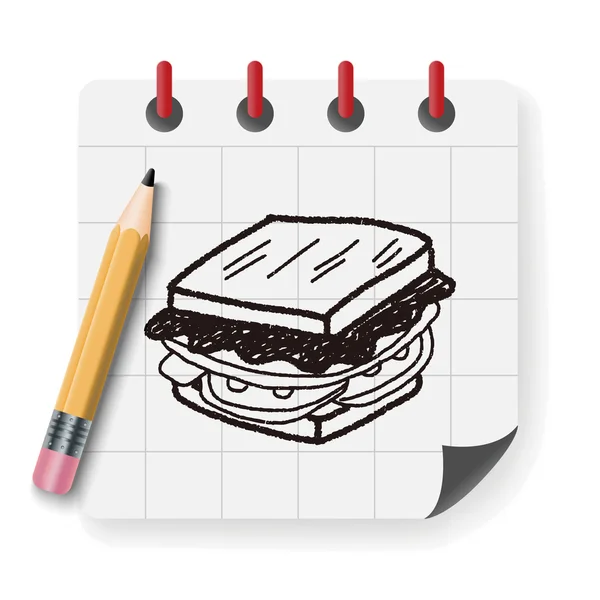 Doodle Sandwich Vektor Illustration — Stockvektor