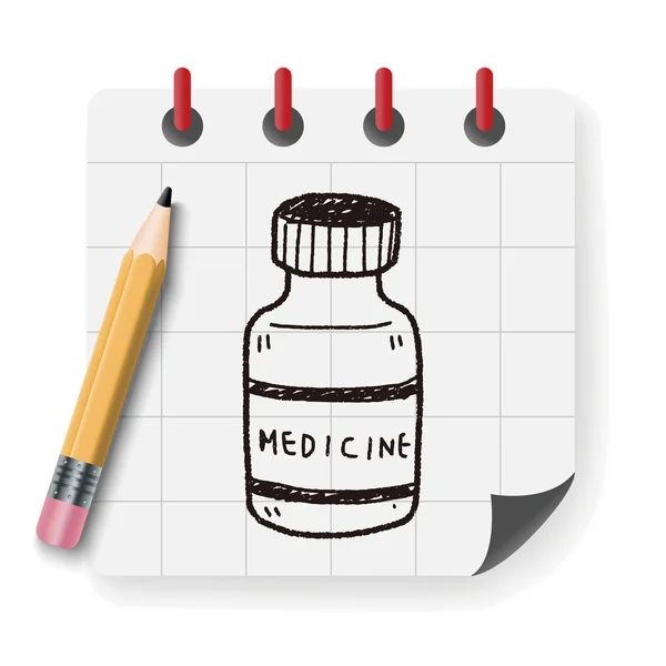 Medicina garrafa doodle desenho vetor ilustração — Vetor de Stock