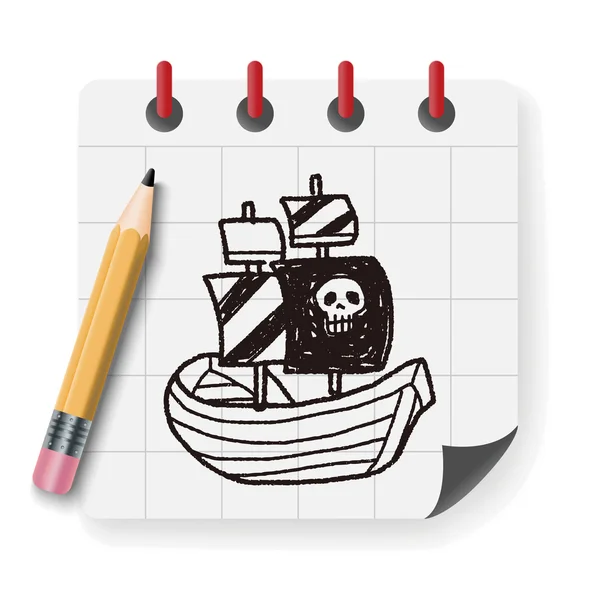 Piracki statek doodle wektor ilustracja wektor — Wektor stockowy
