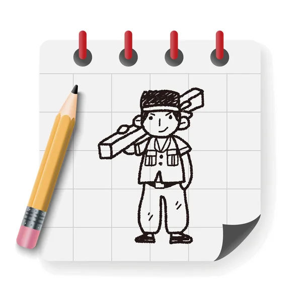 Εργαζόμενος doodle διανυσματικά εικονογράφηση διανυσματικά εικονογράφηση — Διανυσματικό Αρχείο