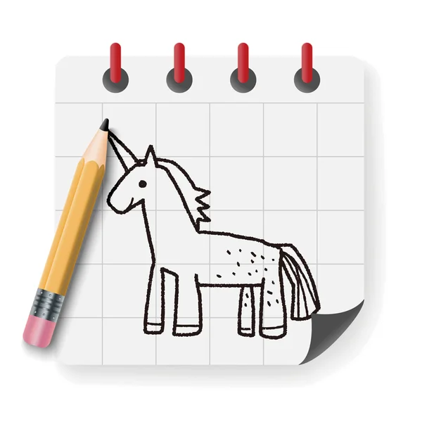 Ilustrasi vektor doodle unicorn - Stok Vektor
