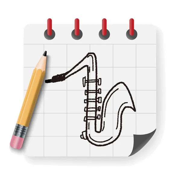 Saxophone doodle vector illustration — Stock Vector