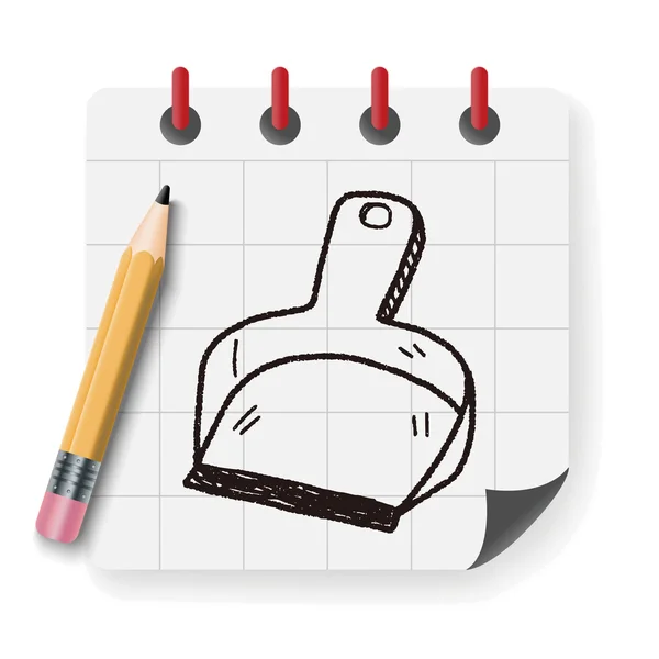 Dustpan doodle vector ilustración — Vector de stock