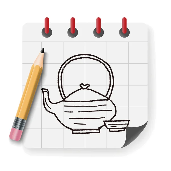 Teapot doodle vector illustration — Stock Vector