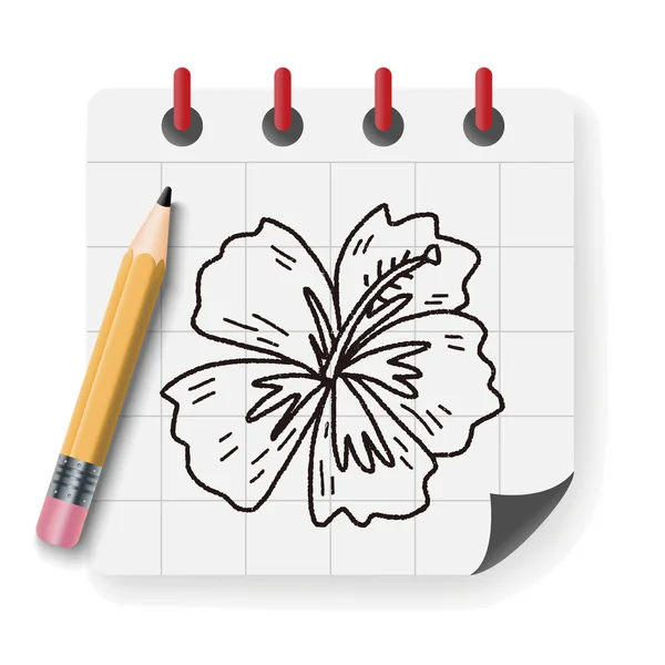 Illustration vectorielle de doodle hibiscus chinois — Image vectorielle
