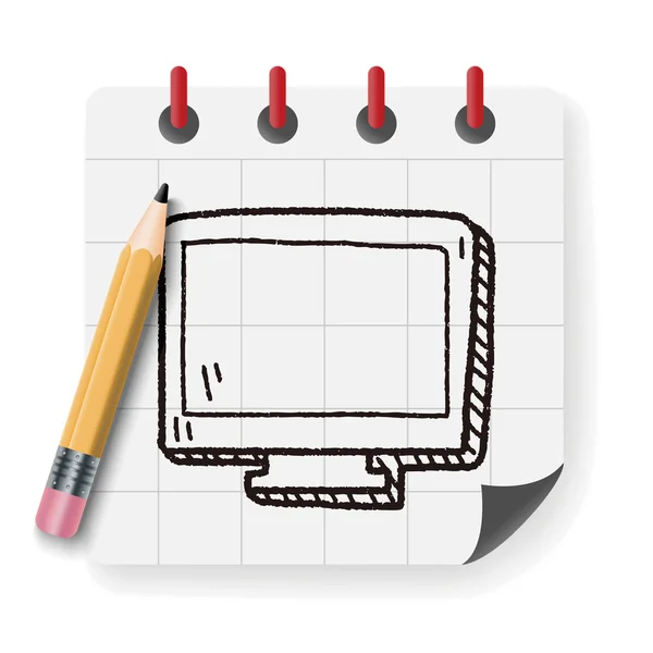 Monitor doodle vector ilustración — Archivo Imágenes Vectoriales