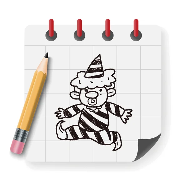 Clown doodle disegno vettore illustrazione vettoriale illustrazione — Vettoriale Stock