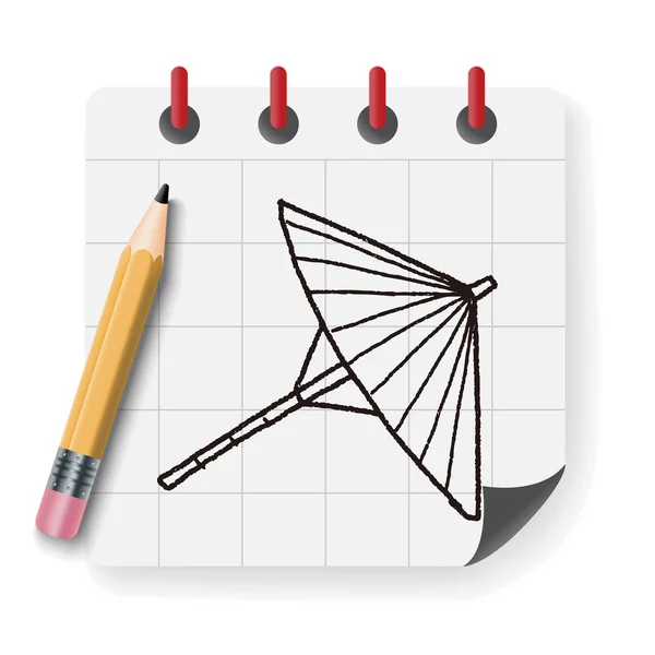 Umbrella doodle drawing vector illustration — Stock Vector