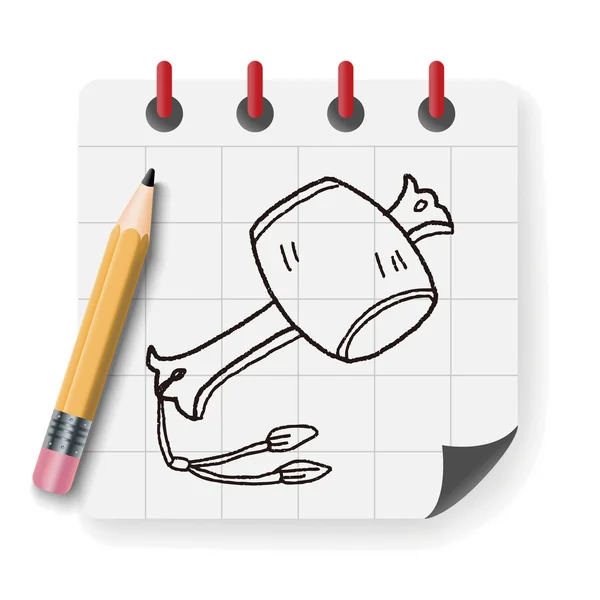 Desiderare martello doodle vettoriale illustrazione — Vettoriale Stock