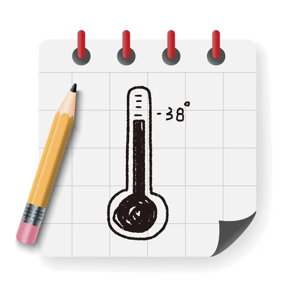 Thermometer doodle vector illustration — Stock Vector