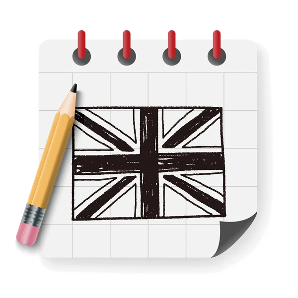 UK flag doodle vector illustration — Stock Vector