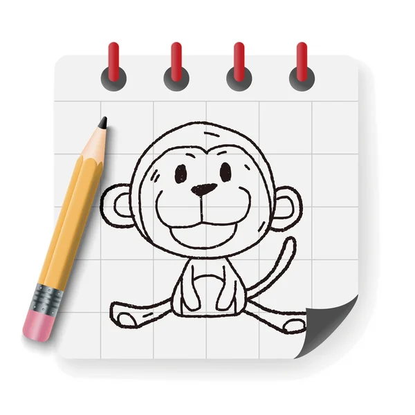 Chinese Zodiac aap tekening vectorillustratie doodle — Stockvector