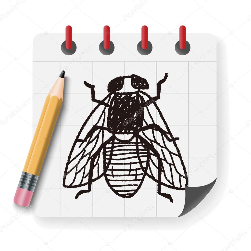 fly bug doodle vector illustration