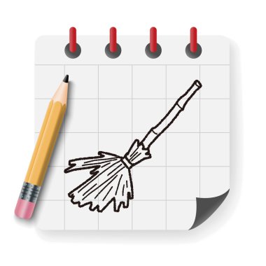 süpürge doodle vektör çizim
