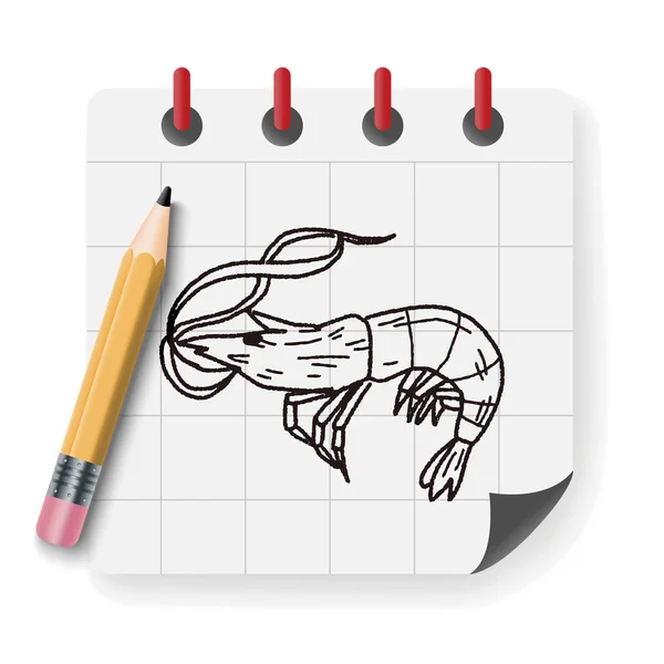 Shrimp Doodle Vektor Illustration — Stockvektor