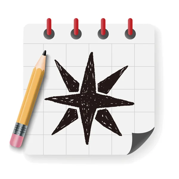 Pusula yıldız doodle vektör çizim — Stok Vektör