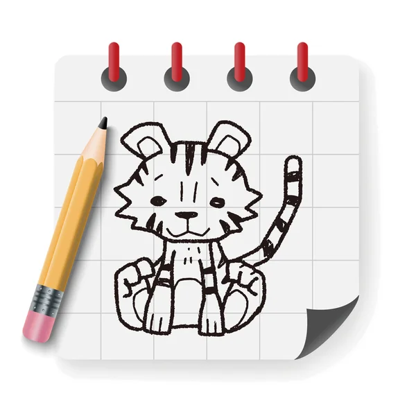 Tijger doodle vectorillustratie — Stockvector