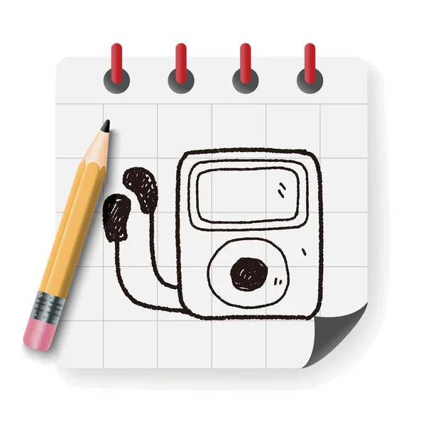 MP3 player doodle διανυσματικά εικονογράφηση — Διανυσματικό Αρχείο