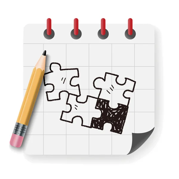 Jigsaw doodle vectorillustratie — Stockvector