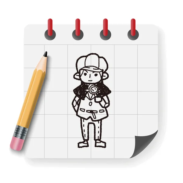 Detective doodle vectorillustratie — Stockvector