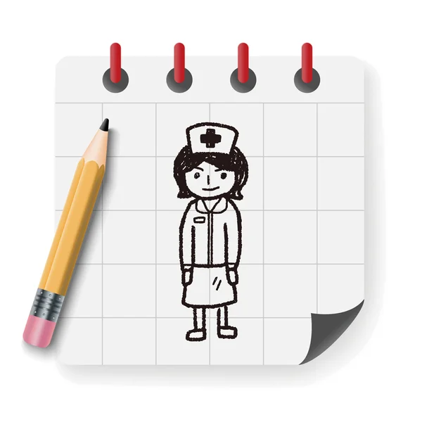 Enfermera doodle vector ilustración — Archivo Imágenes Vectoriales