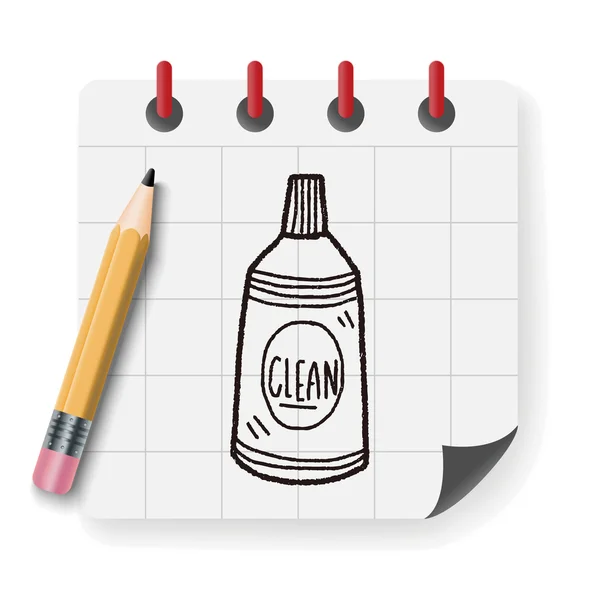 Botella más limpia doodle vector ilustración — Archivo Imágenes Vectoriales