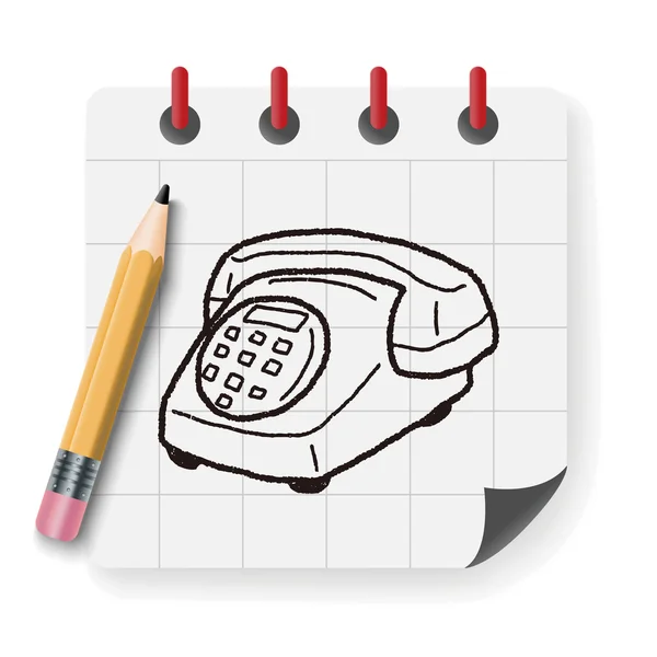 Telefon-Doodle-Vektor-Illustration — Stockvektor