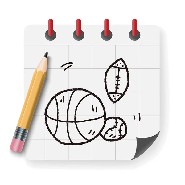Sport labda doodle vektoros illusztráció — Stock Vector