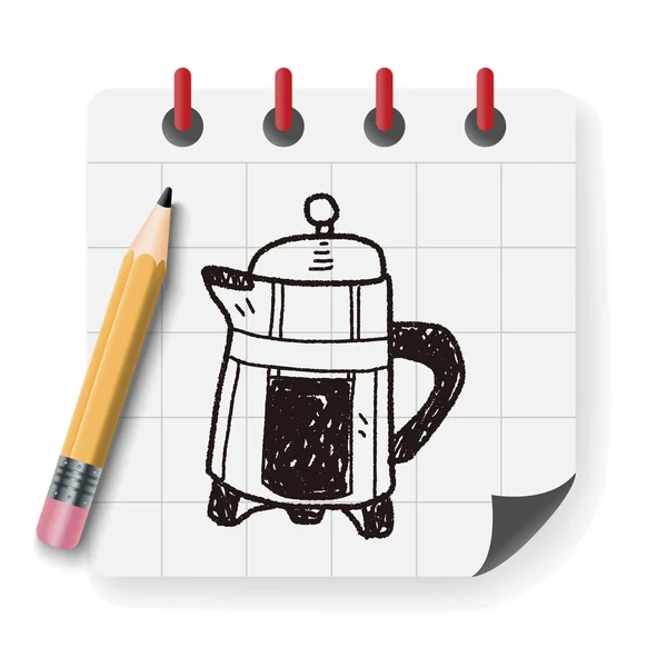 Kahvi doodle piirustus vektori kuva — vektorikuva