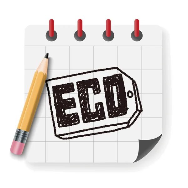 Concepto de protección del medio ambiente; etiqueta ECO; ilustración de vectores de garabatos — Vector de stock