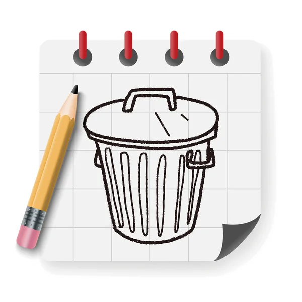 Lixo pode doodle ilustração vetorial — Vetor de Stock