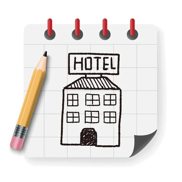 Hotel Doodle Zeichnung Vektor Illustration — Stockvektor