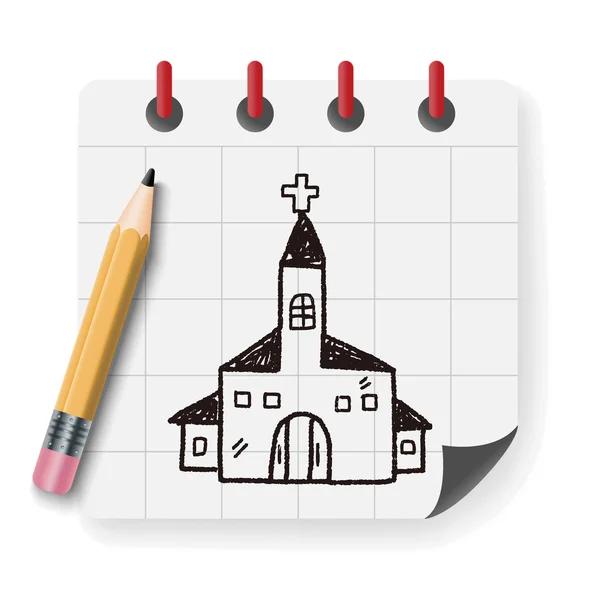 Chiesa doodle vettoriale illustrazione — Vettoriale Stock