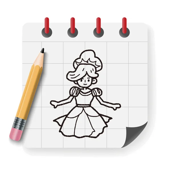 Princezna doodle vektorové ilustrace — Stockový vektor