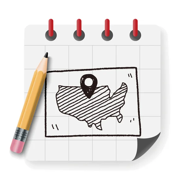 Mapa ubicación doodle vector ilustración — Vector de stock