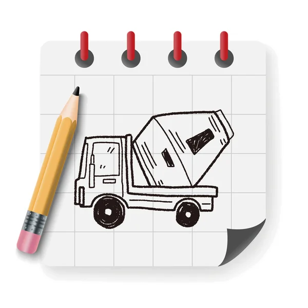 ภาพเวกเตอร์ doodle รถบรรทุกซีเมนต์ — ภาพเวกเตอร์สต็อก