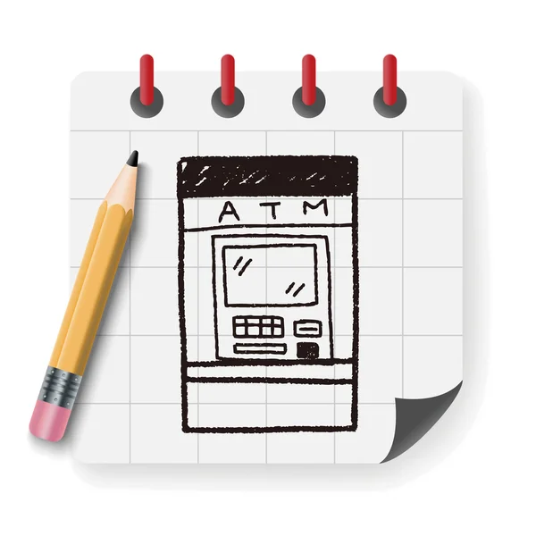 ATM doodle tekening vector illustratie — Stockvector
