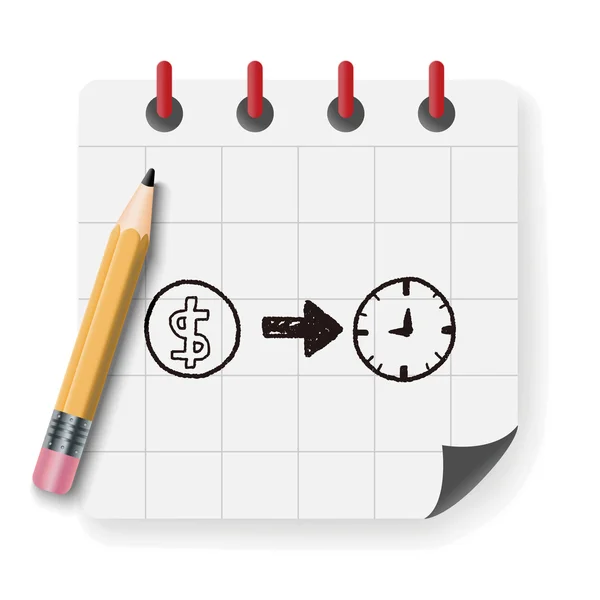 Tiempo doodle vector ilustración — Vector de stock