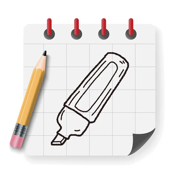 Markeerstift pen doodle vector illustratie vectorillustratie — Stockvector