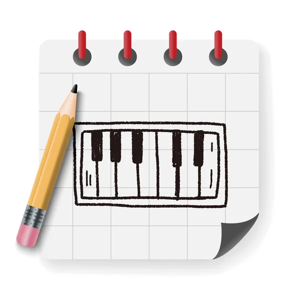 Piyano doodle vektör çizim — Stok Vektör