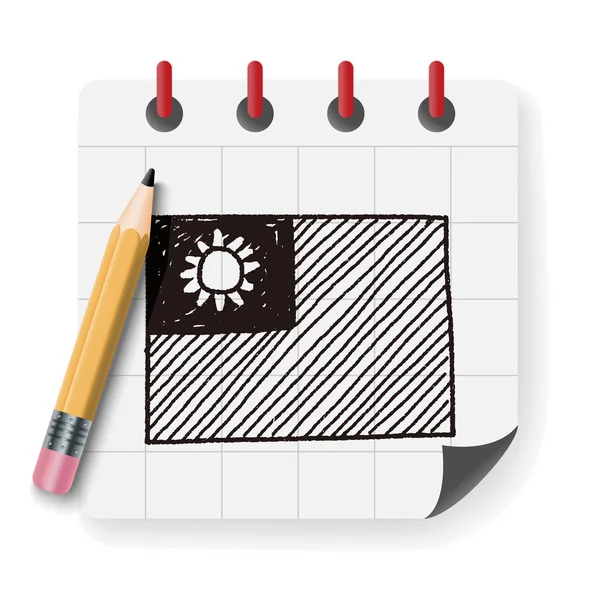 Taiwan flag doodle vektor illustration — Stock vektor