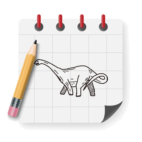 Brontosaurus dinosaurus doodle vectorillustratie — Stockvector